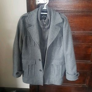 New Men's Express wool peacoat w/sweater collar